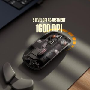 ZEBRONICS Glassy 10 Wireless Mouse, Dual Mode (2.4GHz + BT), Upto 1600 DPI, Silent Operation, 5 Buttons, Type-C Charging, Comfortable & Ergonomic, for Mac | Laptop | Computer (Black)